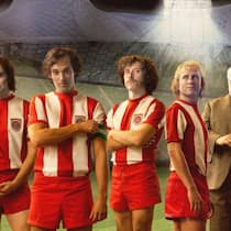 Robert Schwan (Maximilian Brückner), Sepp Maier (Paul Wellenhof), Gerd Müller (Markus Krojer), Franz Beckenbauer (Moritz Lehmann), Paul Breitner (Jan-David Bürger), Uli Hoeness (Max Hubacher, v.l.).
