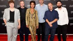 Grosses Kino bei der Weltpremiere im Juni am Filmfest München: Die Schauspieler Thomas Schubert, Matthias Brandt und Larissa Herden mit den Machern Jan Bonny, Matthias Murmann und Philipp Kässbohrer (v.l.).