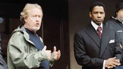 Zwei Meister am Werk: Ridley Scott (l.) und Denzel Washington.