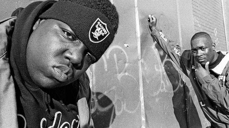Biggie: I Got a Story to Tell. Pictured: (L-R) Christopher Wallace (Biggie) with 50 Grand. c. George DuBose
