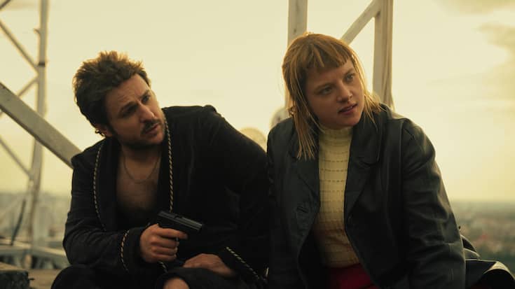 Dimitrij Schaad as Sven Petzold and Jella Haase as Kleo Straub on the set of Kleo Season 2, Courtesy of Netflix 2024