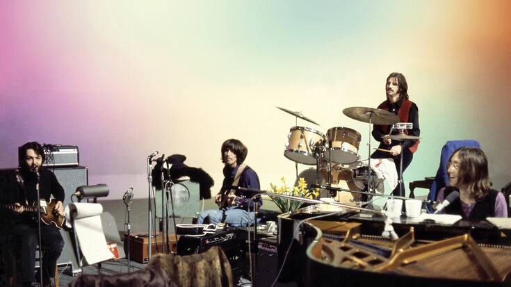 (L-R): Paul McCartney, George Harrison, Ringo Starr and John Lennon in THE BEATLES: GET BACK. Photo by Linda McCartney. Â© 2020 Apple Corps Ltd.Â All Rights Reserved.