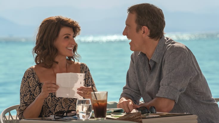 (L to R) Nia Vardalos stars as "Toula" and John Corbett stars as "Ian" in director Nia Vardalos' MY BIG FAT GREEK WEDDING 3, a Focus Features release. Courtesy of Yannis Drakoulidis / Focus Features