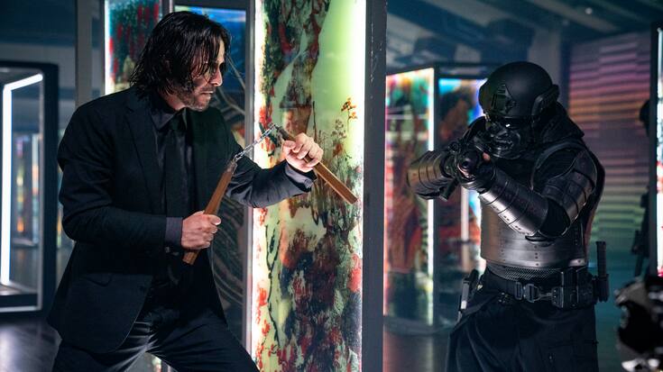 Keanu Reeves as John Wick in John Wick 4. 