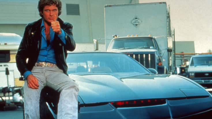 David Hasselhoff mit dem Auto K.I.T.T. in der Serie Knight Rider , USA 1982