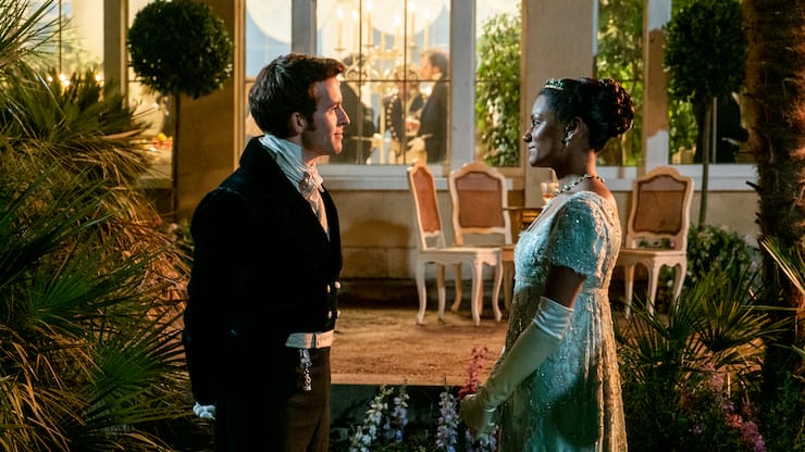 Bridgerton. (L to R) Jonathan Bailey as Anthony Bridgerton, Simone Ashley as Kate Sharma in episode 201 of Bridgerton. Cr. Liam Daniel/Netflix Â© 2021
