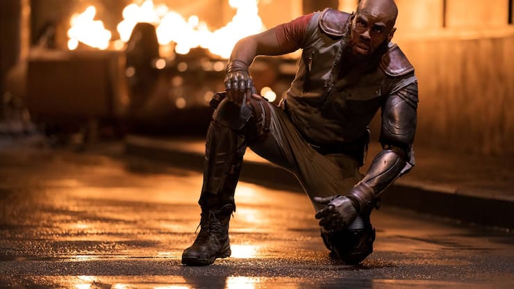 COWBOY BEBOP (L to R) MUSTAFA SHAKIR as JET BLACK in COWBOY BEBOP Cr. GEOFFREY SHORT/NETFLIX © 2021