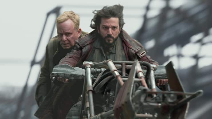 (L-R): Luthen Rael (Stellan Skarsgard) and Cassian Andor (Diego Luna) in Lucasfilm's ANDOR, exclusively on Disney+. Â©2022 Lucasfilm Ltd. & TM. All Rights Reserved.