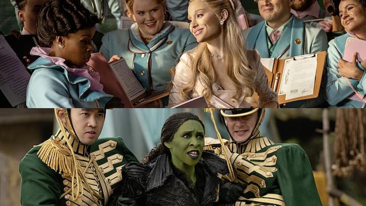 Glinda (Ariana Grande) wird von den Bewohnern in Oz gefeiert. Elphaba (Cynthia Erivo) dagegen wird als böse Hexe verteufelt.