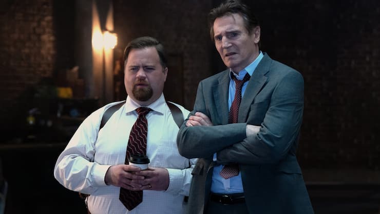 Paul Walter Hauser plays Ed and Liam Neeson plays Frank in The Naked Gun from Paramount Pictures. 