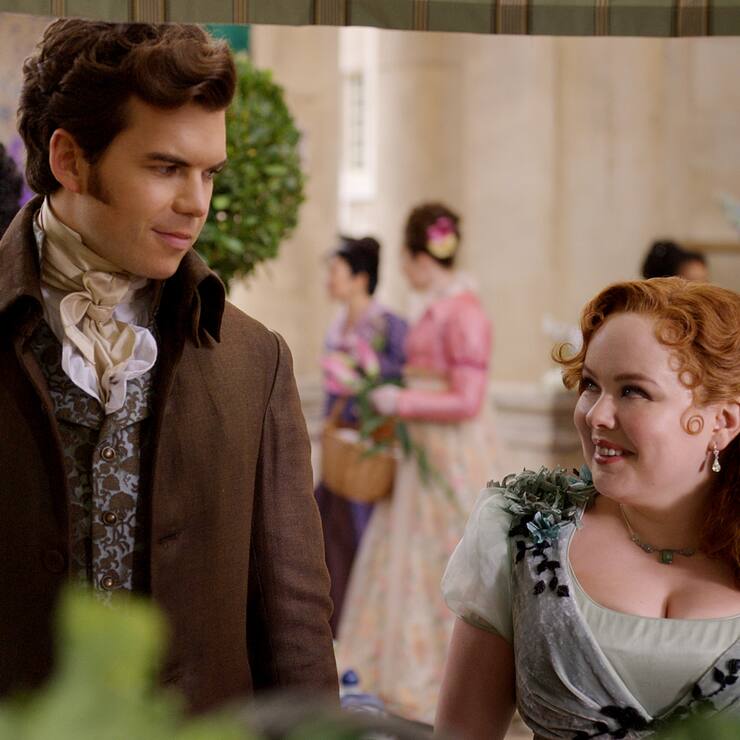  Tiefe Blicke: Zwischen Colin Bridgerton (Luke Newton) und Penelope Featherington (Nicola Coughlan) knistert es.