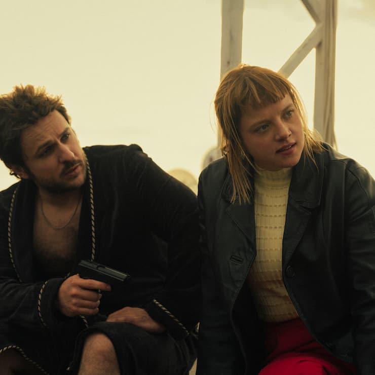 Dimitrij Schaad as Sven Petzold and Jella Haase as Kleo Straub on the set of Kleo Season 2, Courtesy of Netflix 2024