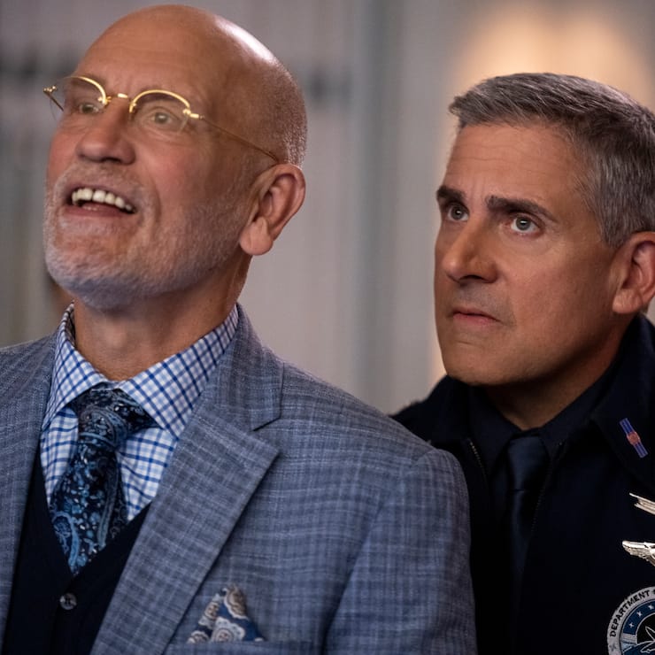 ohn Malkovich as Dr. Adrian Mallory, Steve Carell as General Mark Naird in «Space Force».