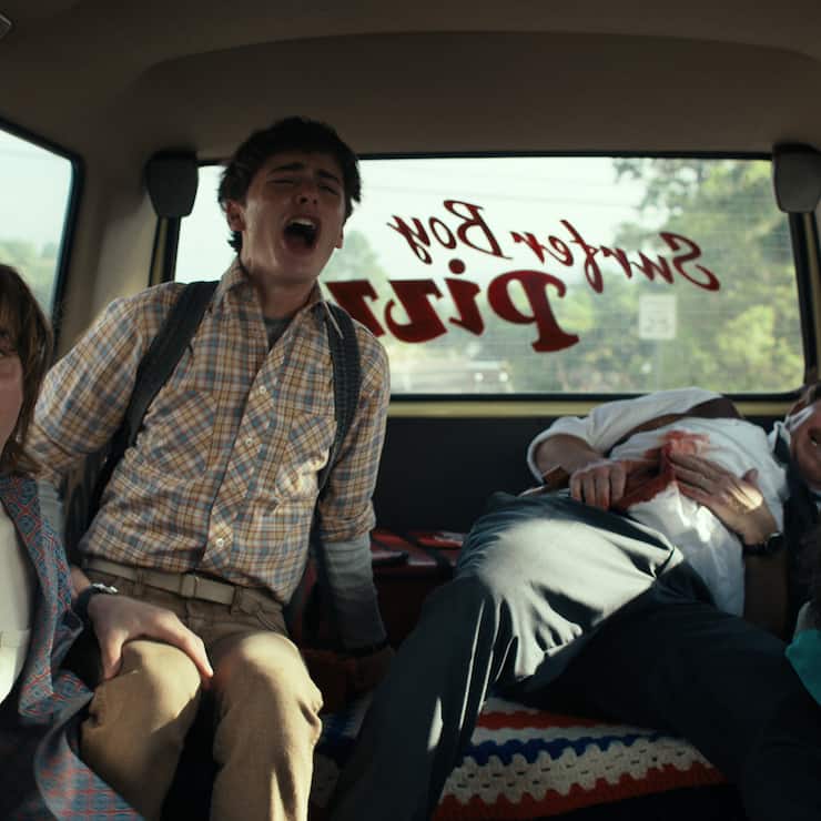 STRANGER THINGS. (L to R) Charlie Heaton as Johnathan Byers, Noah Schnapp as Will Byers and Finn Wolfhard as Mike Wheeler in STRANGER THINGS. Cr. Courtesy of Netflix Â© 2022