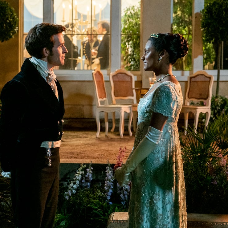 Bridgerton. (L to R) Jonathan Bailey as Anthony Bridgerton, Simone Ashley as Kate Sharma in episode 201 of Bridgerton. Cr. Liam Daniel/Netflix © 2021