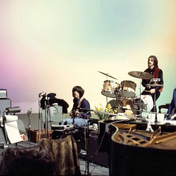 (L-R): Paul McCartney, George Harrison, Ringo Starr and John Lennon in THE BEATLES: GET BACK. Photo by Linda McCartney. Â© 2020 Apple Corps Ltd.Â All Rights Reserved.