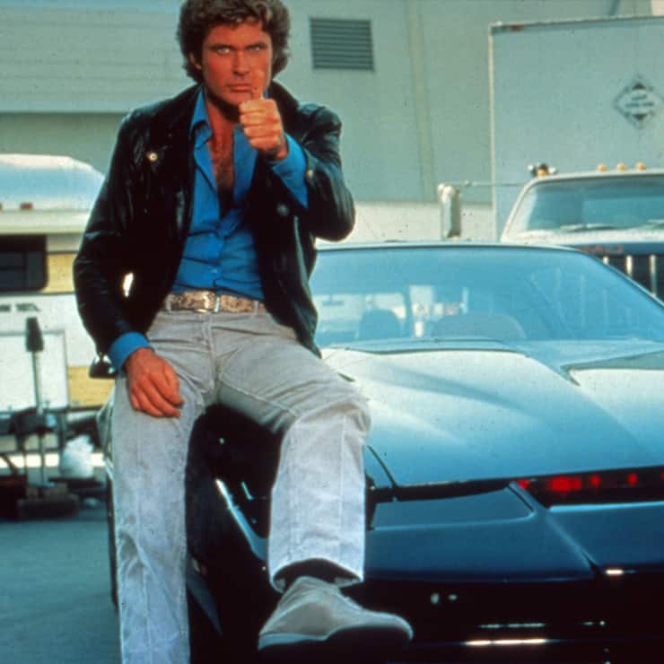 David Hasselhoff mit dem Auto K.I.T.T. in der Serie Knight Rider , USA 1982