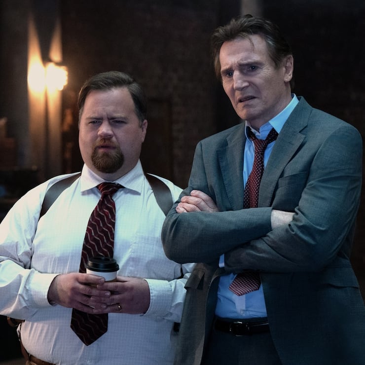 Paul Walter Hauser plays Ed and Liam Neeson plays Frank in The Naked Gun from Paramount Pictures. 