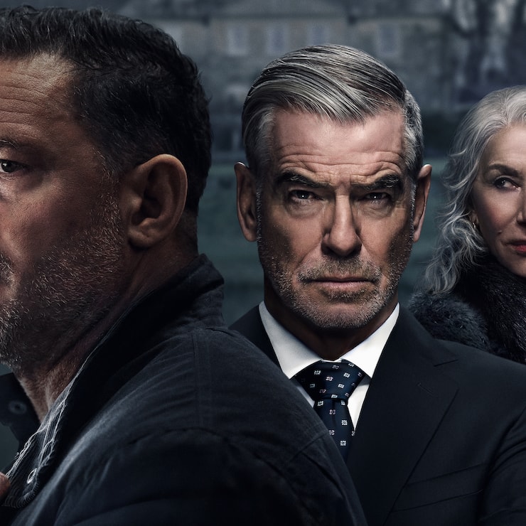 Harry (Tom Hardy, l.) haut die Harrigans raus (Pierce Brosnan, Helen Mirren). 