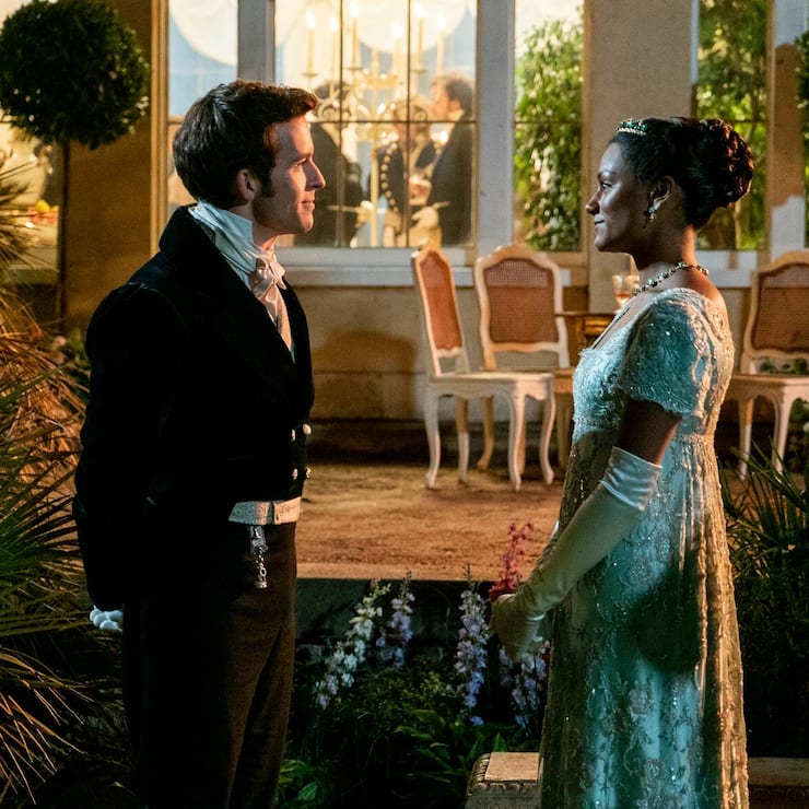 Bridgerton. (L to R) Jonathan Bailey as Anthony Bridgerton, Simone Ashley as Kate Sharma in episode 201 of Bridgerton. Cr. Liam Daniel/Netflix Â© 2021