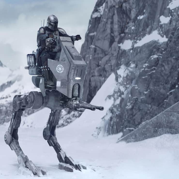 Kino – «The Mandalorian and Grogu: Kopfgeldjäger Mando weiss Maschinen wie diesen AT-RT-Läufer schlau zu nutzen.