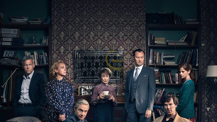 Familienfoto? Nein: Watson und Sherlock (vorne v. l.) mit dem brillanten Serien-Cast.