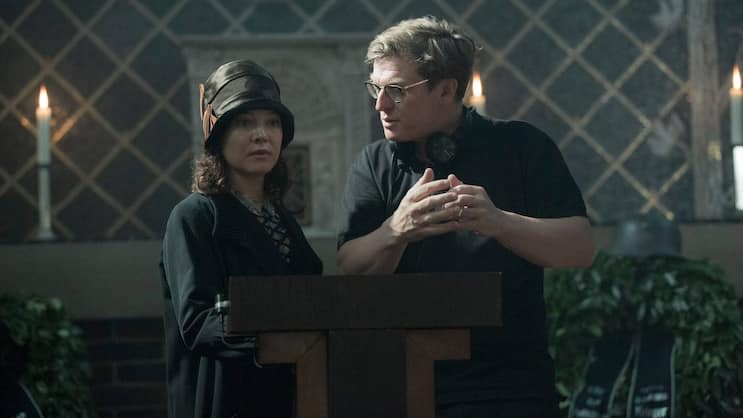 Hannah Herzsprung am Set mit Drehbuchautor und Regisseur Henk Handloegten.