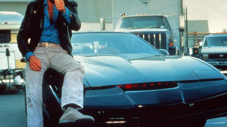 David Hasselhoff aka Michael Knight mit seinem sprechenden Auto K.I.T.T. in der Erfolgsserie «Knight Rider»