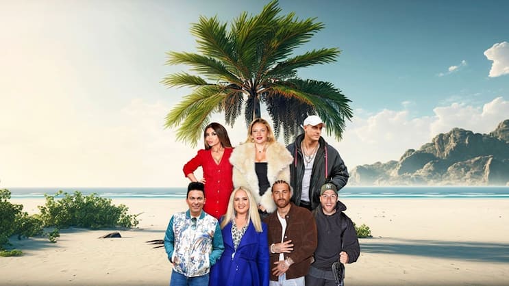Realitystars unter sich: (hinten v.l.): Kader Loth, Evelyn Burdecki, Calvin Kleinen; (vorne v.l.:) Matthias Mangiapane, Sarah Knappik, Gigi Birofio, Filip Pavlović.