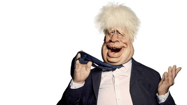 Dankbare Vorlage: Die Puppe von Premier Boris Johnson erkennt man sofort.