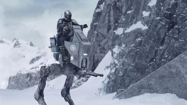 Kopfgeldjäger Mando weiss Maschinen wie diesen AT-RT-Läufer schlau zu nutzen.