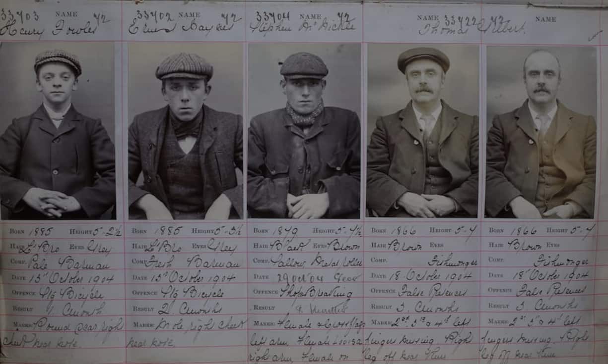 Name, Geburtsdatum, Körpergrösse, Straftat, Strafmass: ein Ausschnitt aus Birminghams umfangreicher Verbrecherkartei.