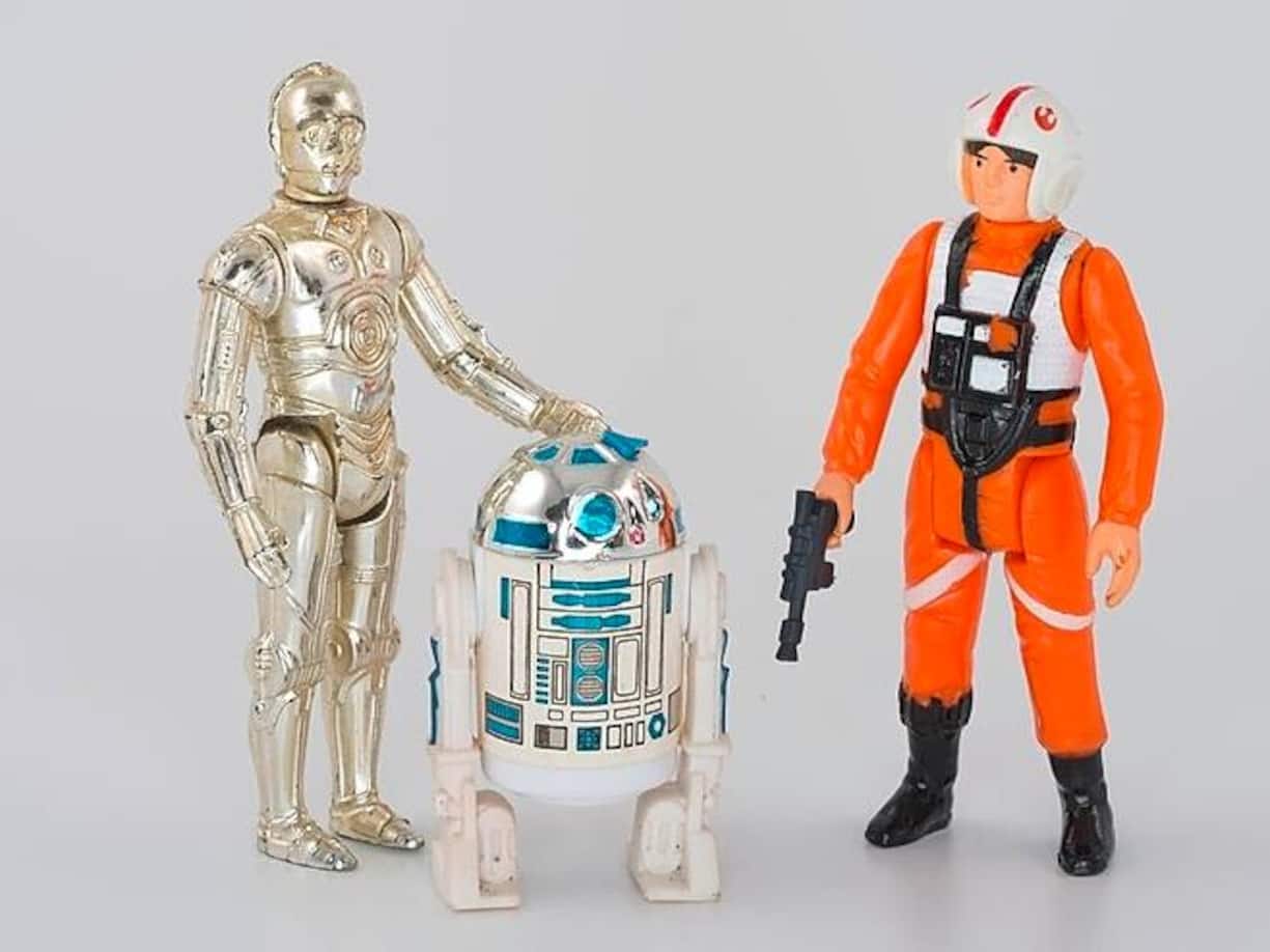 DJ1PG0 Star Wars 1977 vintage Kenner action figures C-3PO R2-D2 Luke Skywalker