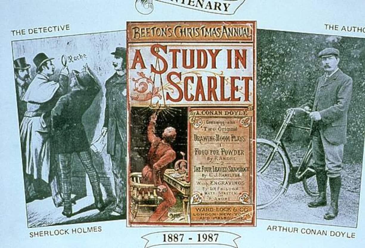 LONDON, UNITED KINGDOM - DECEMBER 08: A reproduction of a copy of the book 'A Study in Scarlet' by Sir Arthur Conan Doyle, 8th December 1986. (Photo by Georges De Keerle/Getty Images)