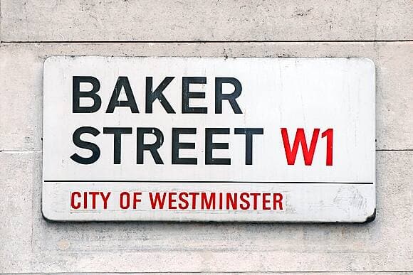 General view of a street sign for Baker Street, in central London. PRESS ASSOCIATION Photo. Picture date: Monday June 2, 2014. Photo credit should read: Dominic Lipinski/PA Wire (Photo by Dominic Lipinski/PA Images via Getty Images)