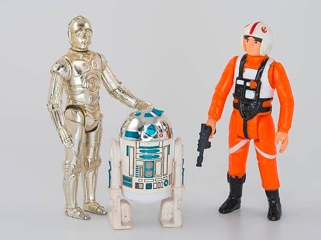 DJ1PG0 Star Wars 1977 vintage Kenner action figures C-3PO R2-D2 Luke Skywalker